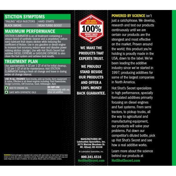 HOT SHOT'S SECRET STICTION ELIMINATOR ENGINE OIL ADDITIVE