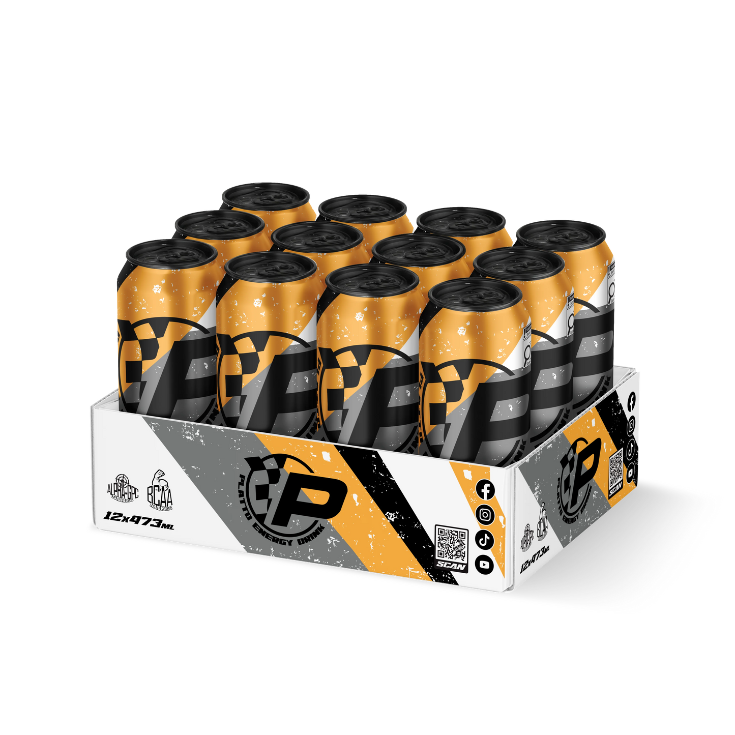 PLATTO ENERGY DRINK - PEACH - 12 PACK