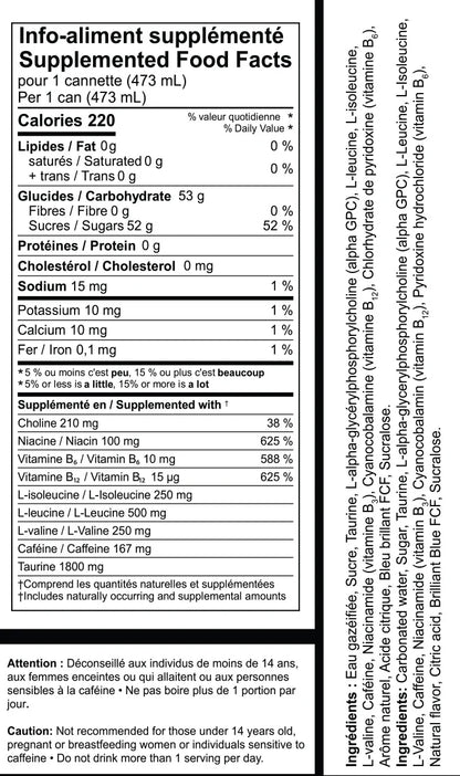 PLATTO ENERGY DRINK - BLUE RASBERRY - 12 PACK