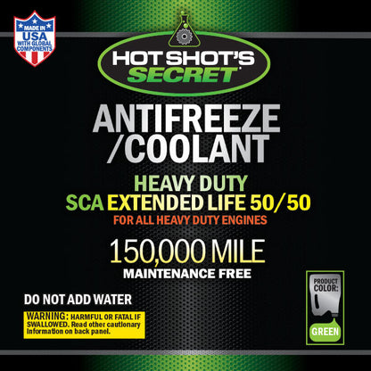 HOT SHOT'S SECRET HEAVY DUTY 50/50 GREEN ANTIFREEZE 150K MILE